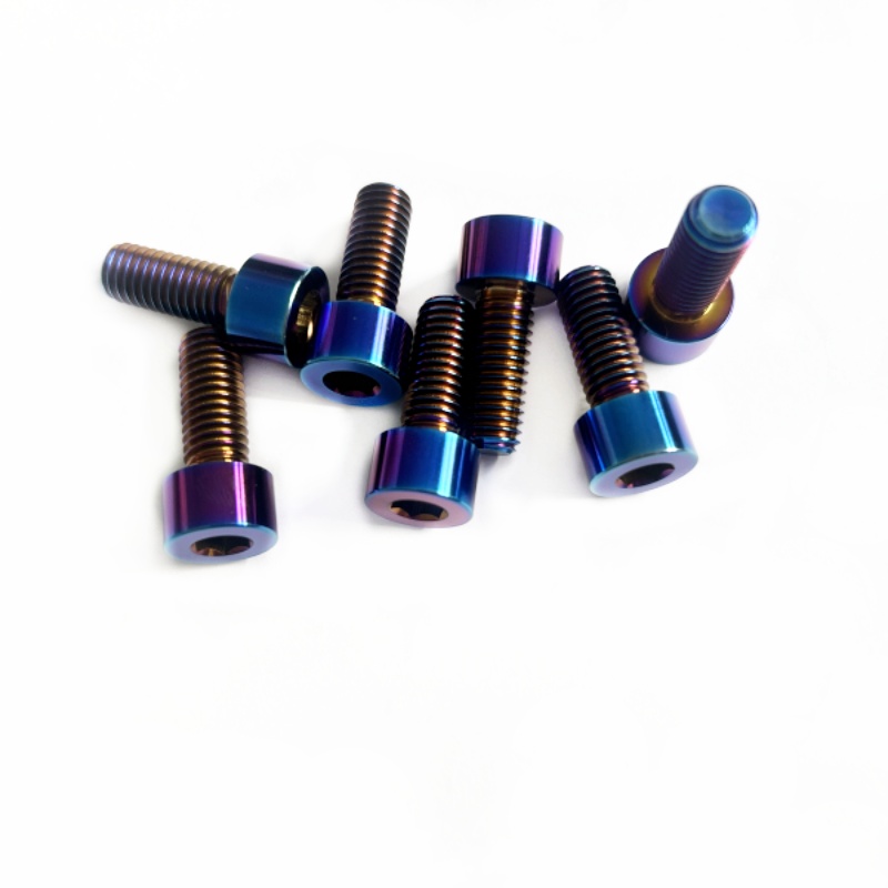 GR5 Titanium Burn Blue DIN912 Bolts Triple Clamp Bolts for Bicycle M8x25