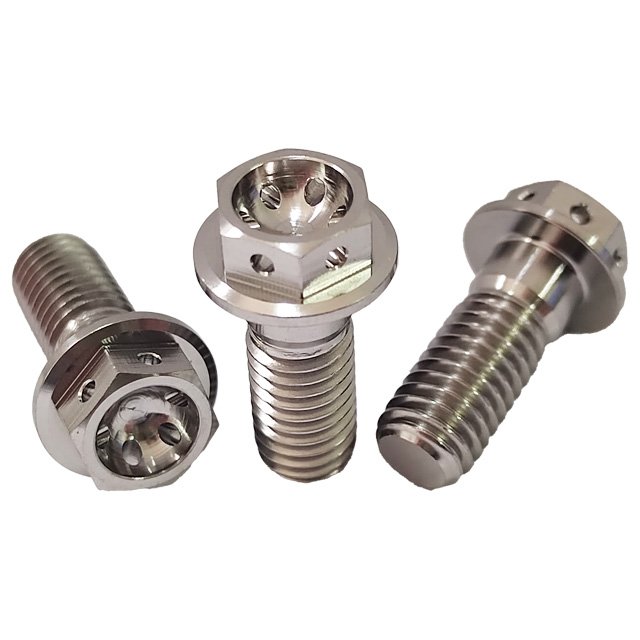 GR5 Titanium Bolts M8*20mm Factory Price Hex Flange Head Drilled Bolts High Quality Flange Head Slotted Screws