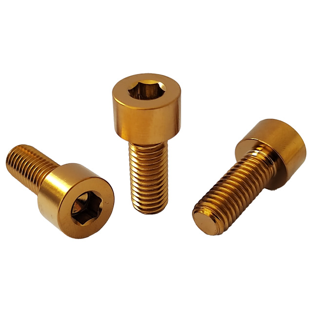 GR5 Titanium Bolts M10*30mm Golden Cylinder Head Hex Socket Bolts Factory Price Cap Head Inner Hex Screws