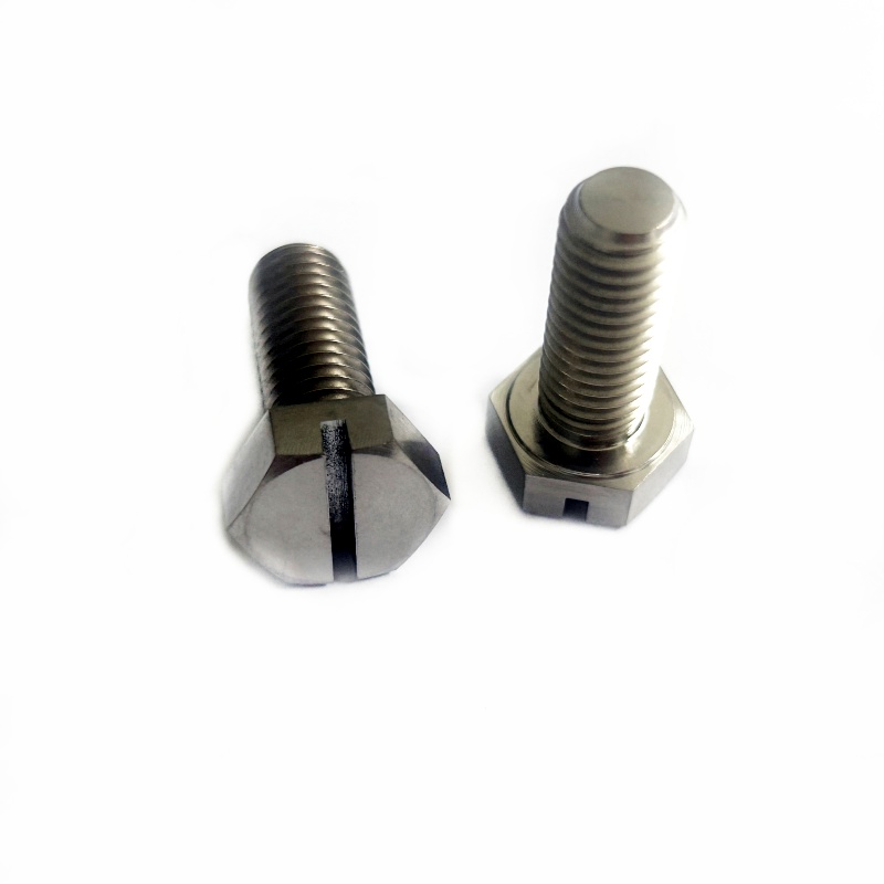 OEM Made High Precision CNC Machined Titanium Slotted Hexagonal Head  Screw