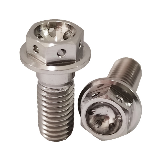 GR5 Titanium Bolts M8*20mm Factory Price Hex Flange Head Drilled Bolts High Quality Flange Head Slotted Screws