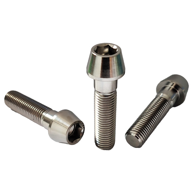 GR5 Titanium Bolts M8 M10 M12 CNC Machined Tapered Head Inner Hex Bolts Factory Price Cone Head Hex Socket Screws