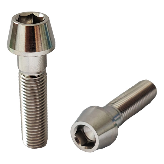 GR5 Titanium Bolts M8 M10 M12 CNC Machined Tapered Head Inner Hex Bolts Factory Price Cone Head Hex Socket Screws