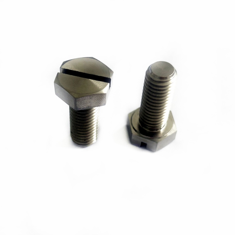 OEM Made High Precision CNC Machined Titanium Slotted Hexagonal Head  Screw