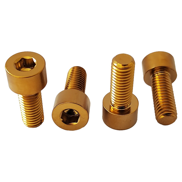 GR5 Titanium Bolts M10*30mm Golden Cylinder Head Hex Socket Bolts Factory Price Cap Head Inner Hex Screws