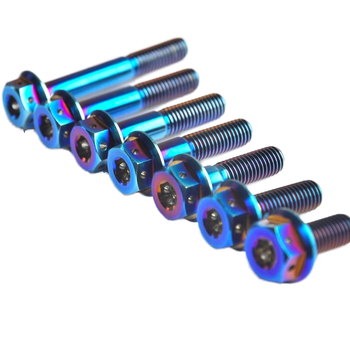 Anodized GR5 titanium hexagon flange bolt M8x45
