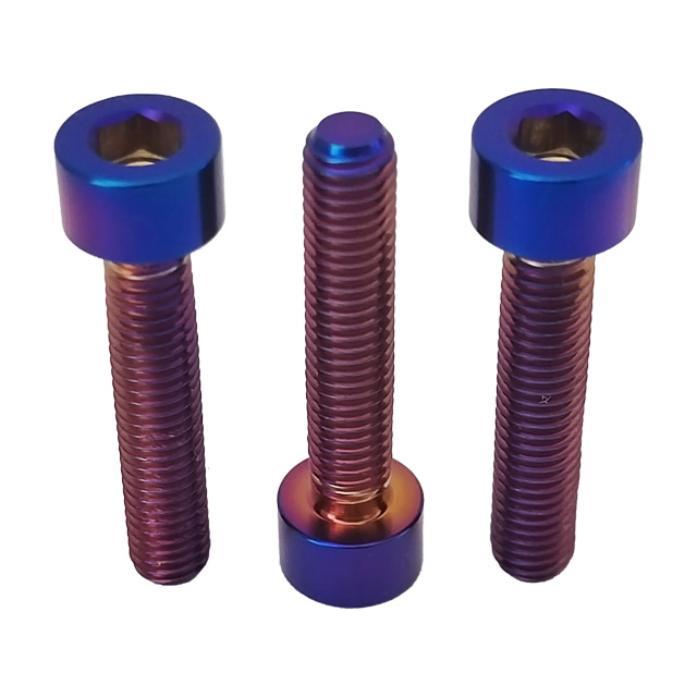 GR5 Titanium Bolts M5*25mm Burn Blue Cup Head Hex Socket Bolts High Quality Cylindrical Head Allen Screws