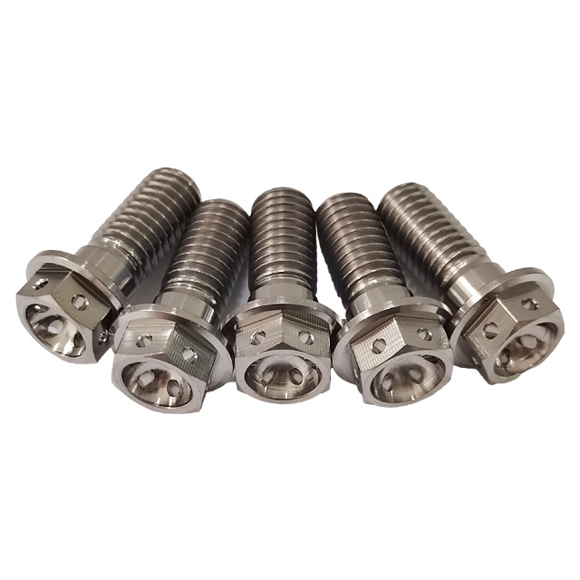 GR5 Titanium Bolts M8*20mm Factory Price Hex Flange Head Drilled Bolts High Quality Flange Head Slotted Screws