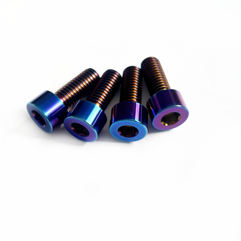 M8x25 GR5 Titanium Bicycle Bolts Burn Blue DIN912 Direct Mount Bolts